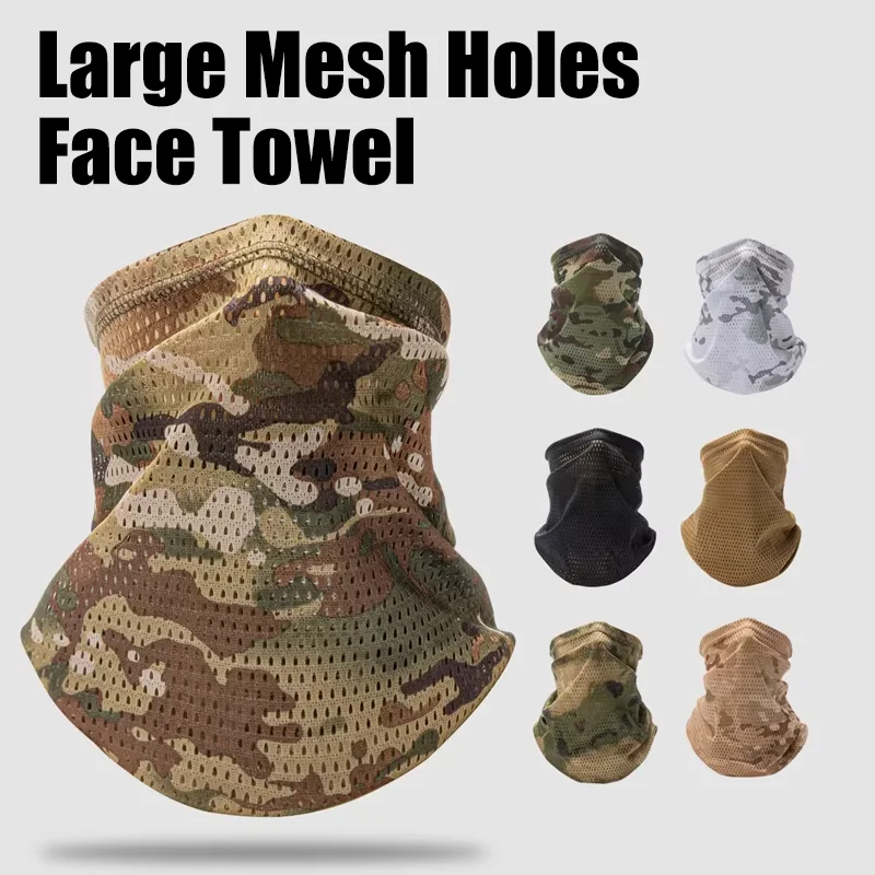 Large Mesh Holes Face Towel UV Sun Protection Breathable Tube Bandana Moisture Wicking Stretchy Fabric Neckerchief Outdoor