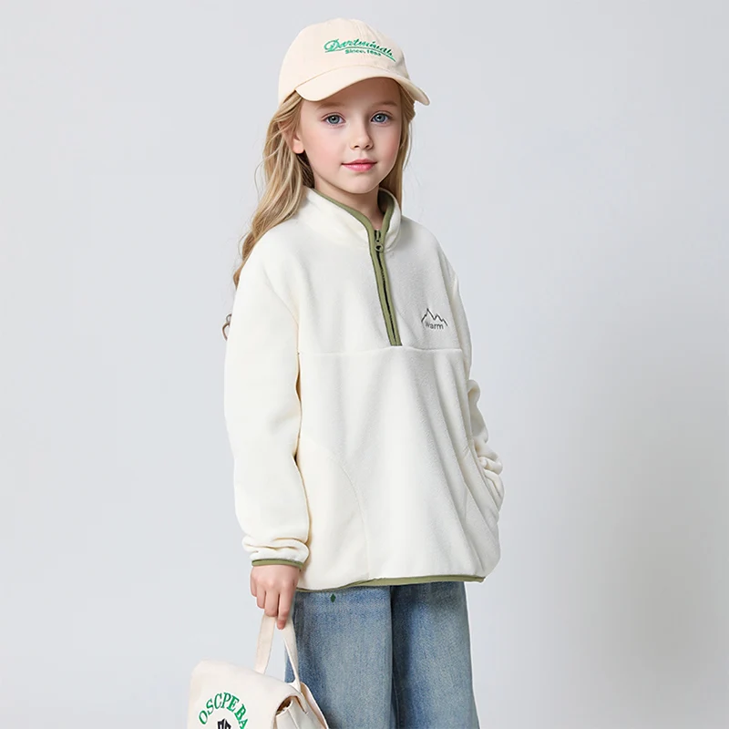 Autumn And Winter Children's Thick Fleece Fashion Stand Up Collar Jacket Boys And Girls' Sports Baseball Jacket Windproof Coat