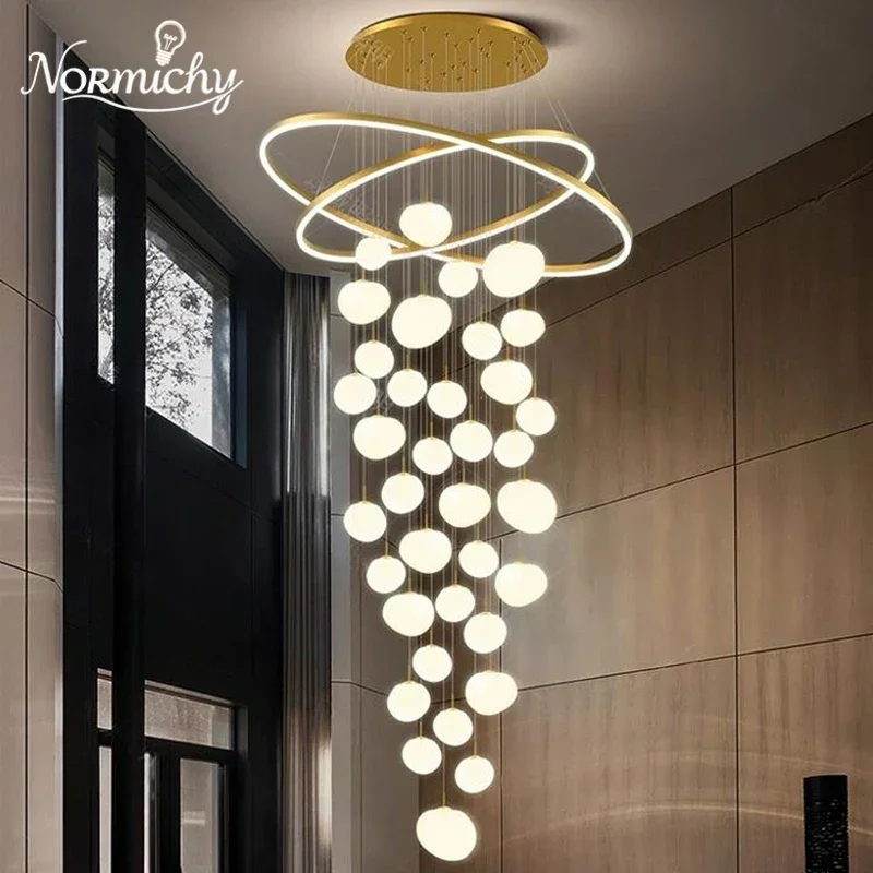 Staircase Pendant Light Duplex Simple Modern Villa Loft High Ceiling Split Level Villa High Ceiling Living Room Chandelier