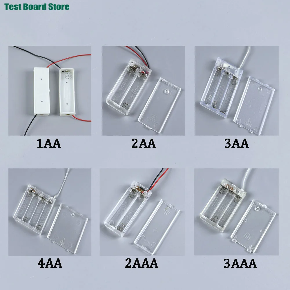 

1pcs AA/AAA battery holder box with switch and lid 1/2/3/4/AA 2/3AAA battery holder box with No. 5 No.7