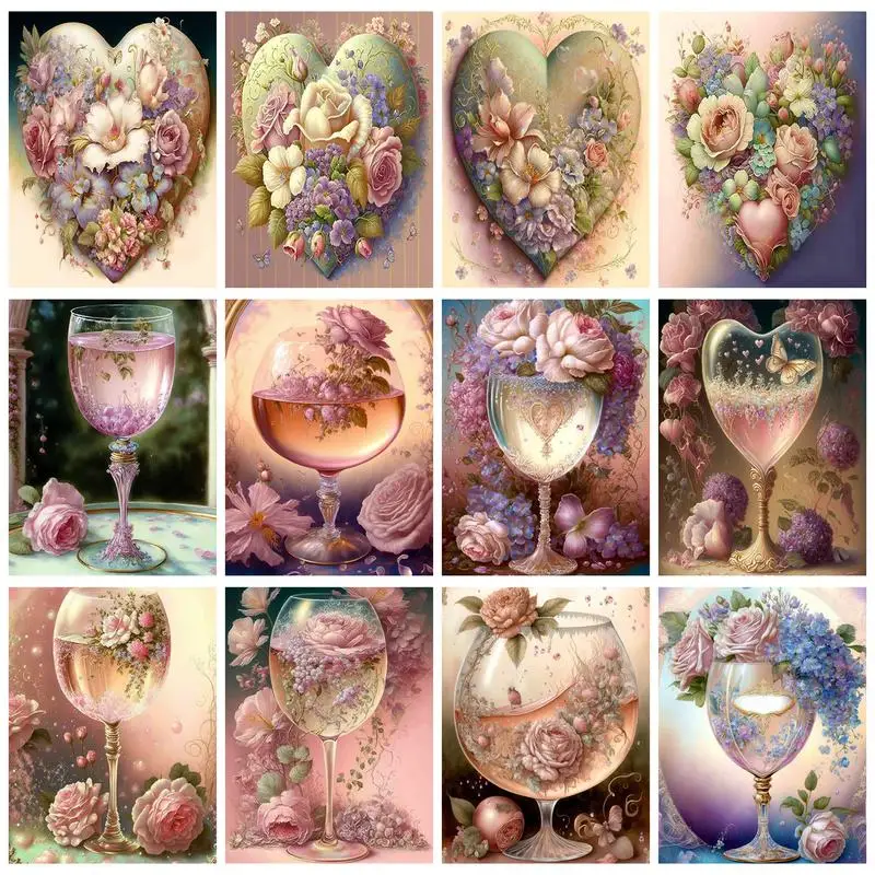 

RUOPOTY DIY Paint By Numbers Kits Love Flowers Oil Picture Drawing Coloring Hand Painted Painting DIY Crafts By Numbers Acrylic