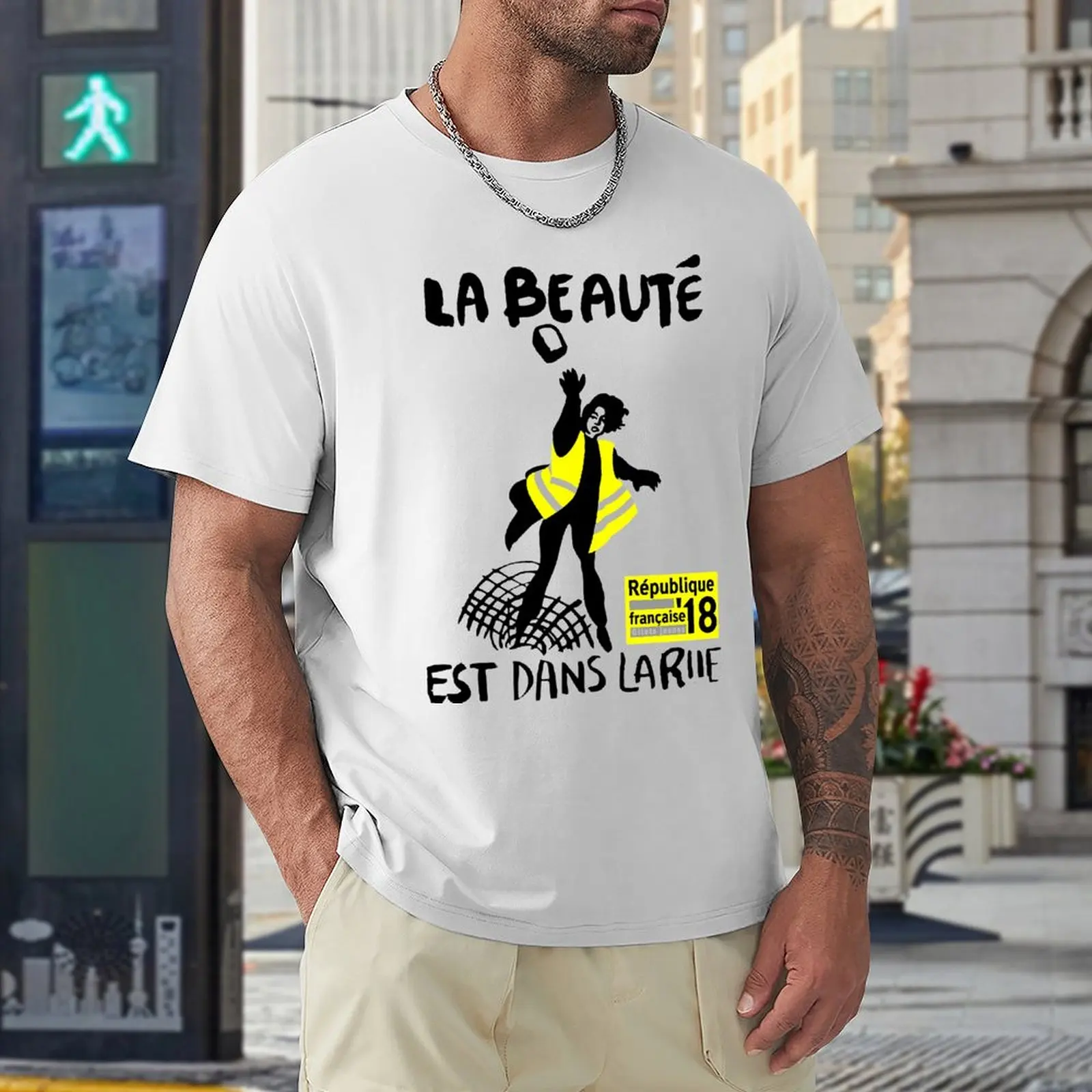 Gilets Jaunes La Beaute Est Dans La Rue T-shirt Crewneck Motion  Joke Top Tee Funny Graphic Leisure Eur Size