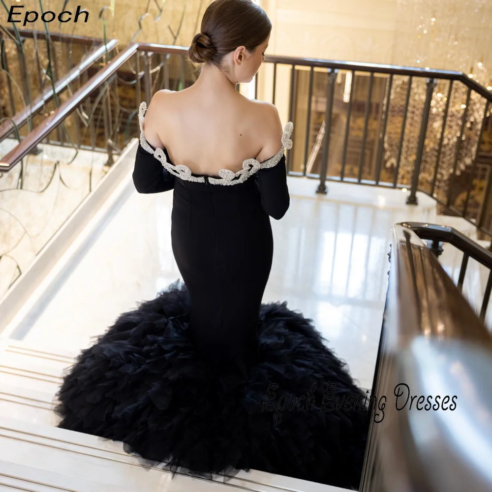 Epoch Evening Dress Trumpet Off The Shoulder Elegant Tulle Train فساتين رسمية Custom Made Floor-Length Prom Gown Women 2024