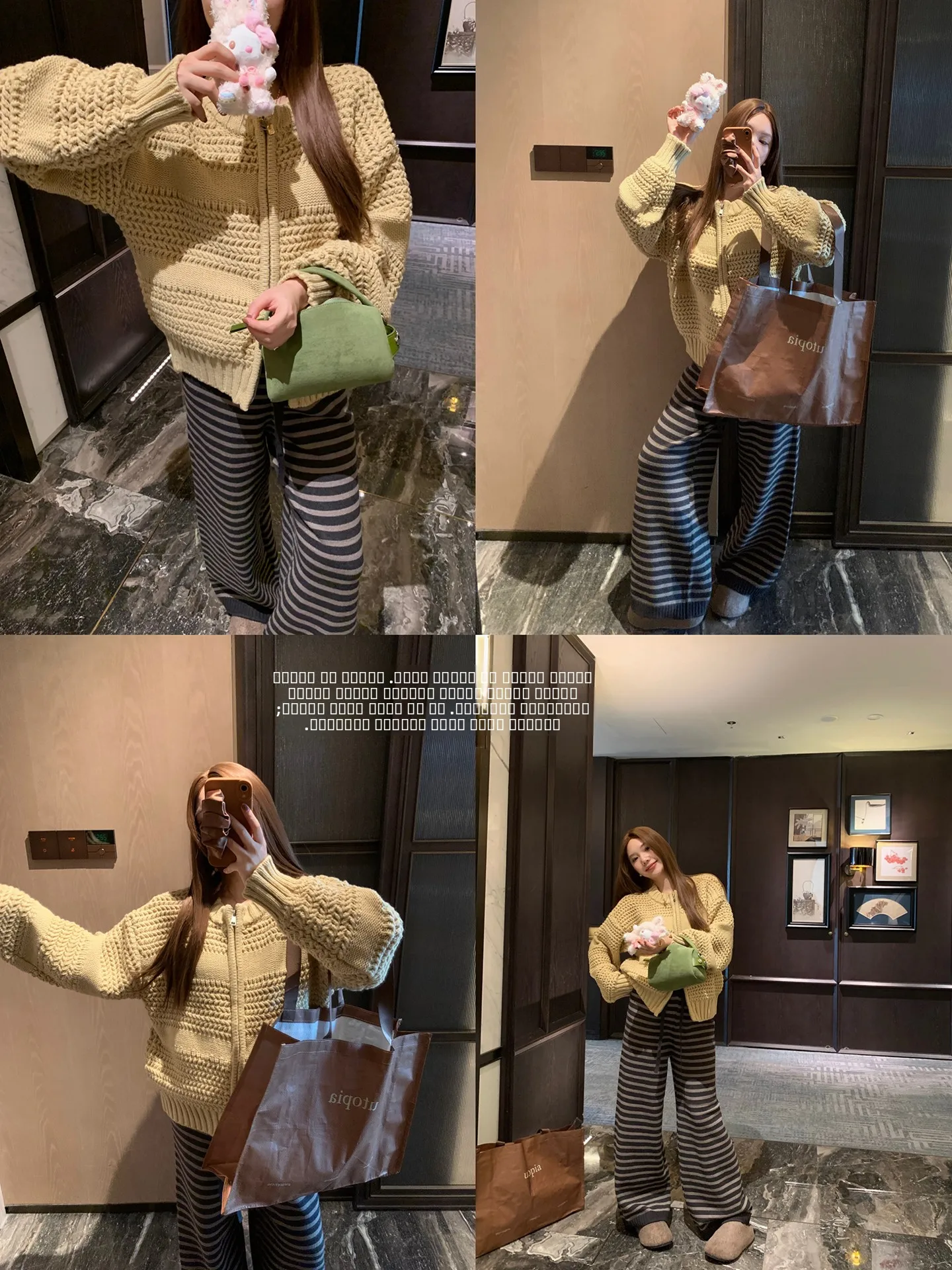 

Женская повседневная вязаная кофта Wu Daxiao Milk Niu Peaceful Korean Sle Lazy Hook Splicing Slim с двойной молнией и длинными рукавами