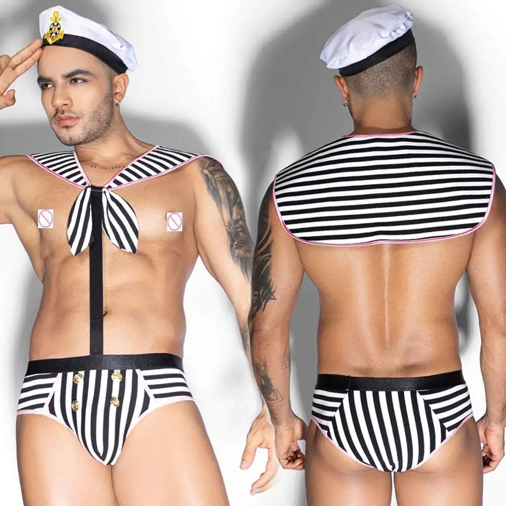 Wholesale Men's Sexy See-through Cosplay Sailor Uniform Male Erotic Naugty Party Roleplay Nave Costumes Gay Filter SM Bodysuit