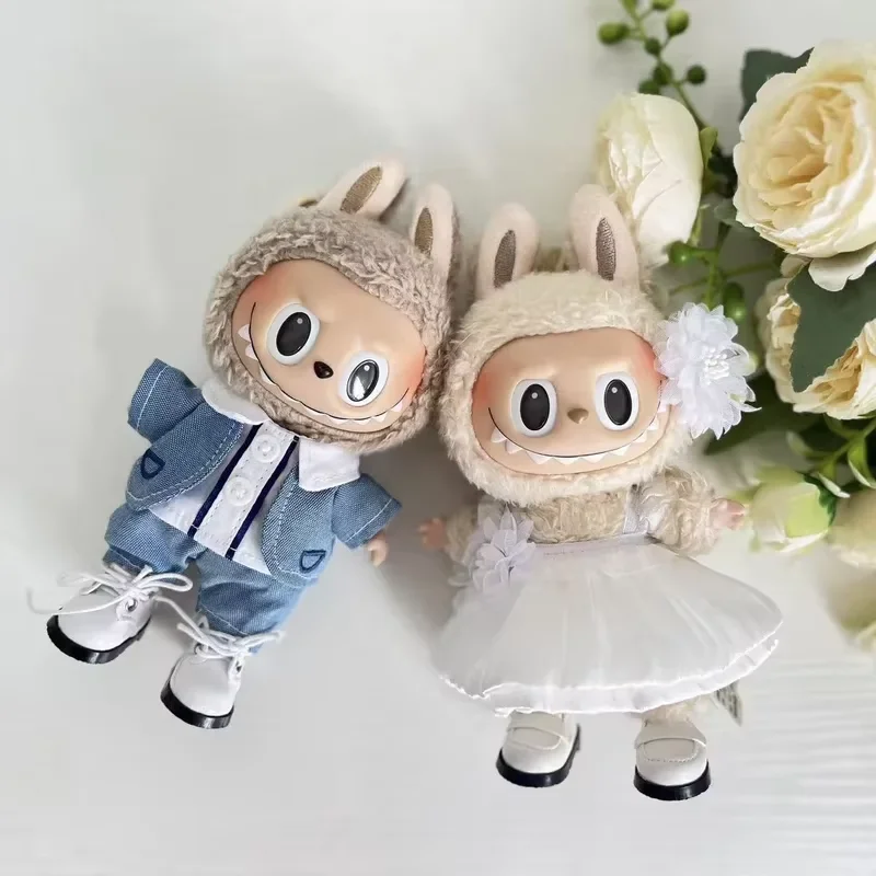 Aksesori Pakaian Pakaian Boneka Mewah Mini 17Cm untuk Boneka Idola Kpop Exo Labubu Korea Hadiah Pakaian Setelan Gaun Pernikahan