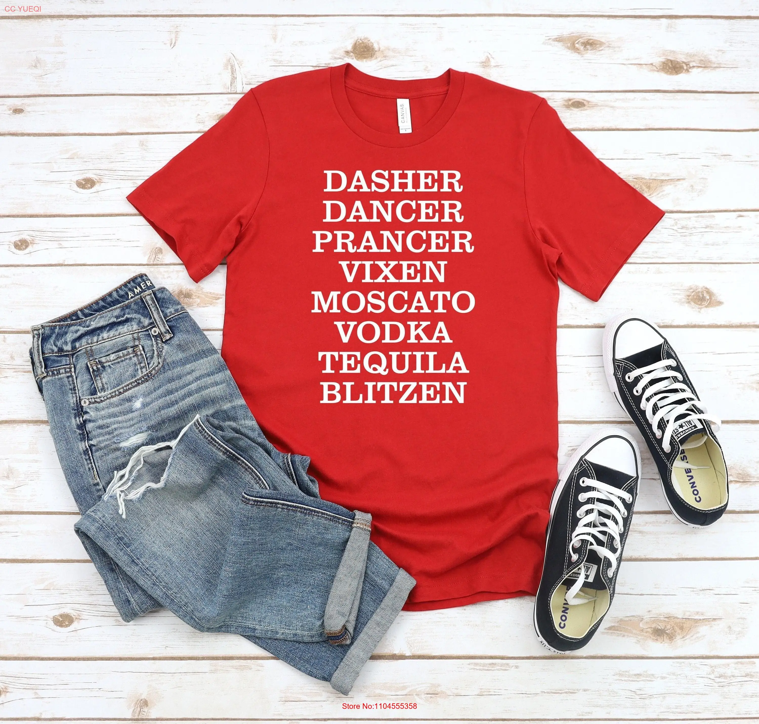 Christmas T Shirt Dasher Dancer Prancer Vixen Moscato Vodka Tequila Blitzen ShirtChristmas Holiday Party Funny gift