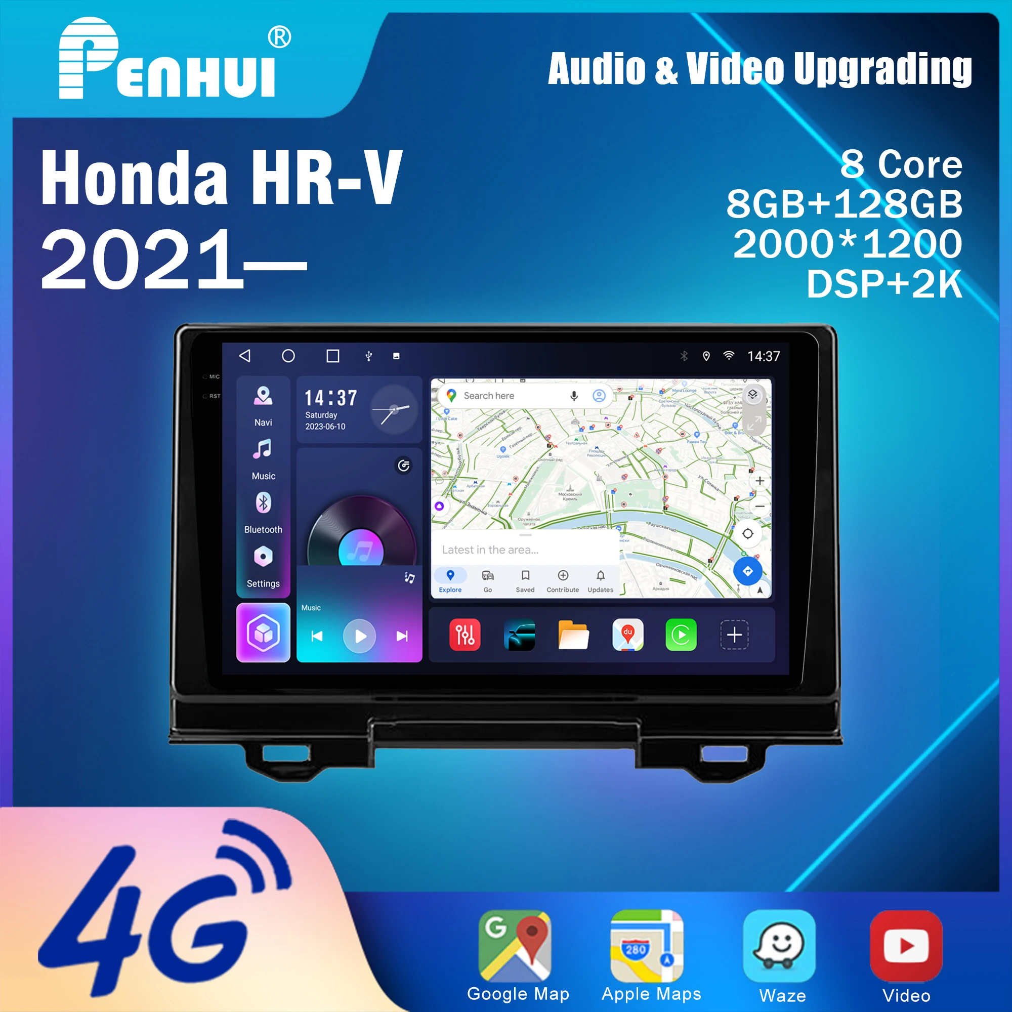 Penhui for Honda HR-V 2021--- Android Car DVD Multimedia Player Screen Audio Video 2 Din DSP Bluetooth CarPlay Radio