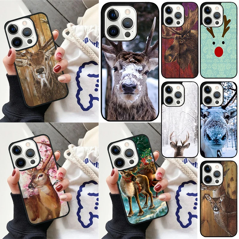 Reindeer phone Case Cover For iPhone 16 15 14 Plus X XR XS for apple 16 11 12 13 mini Pro Max coque