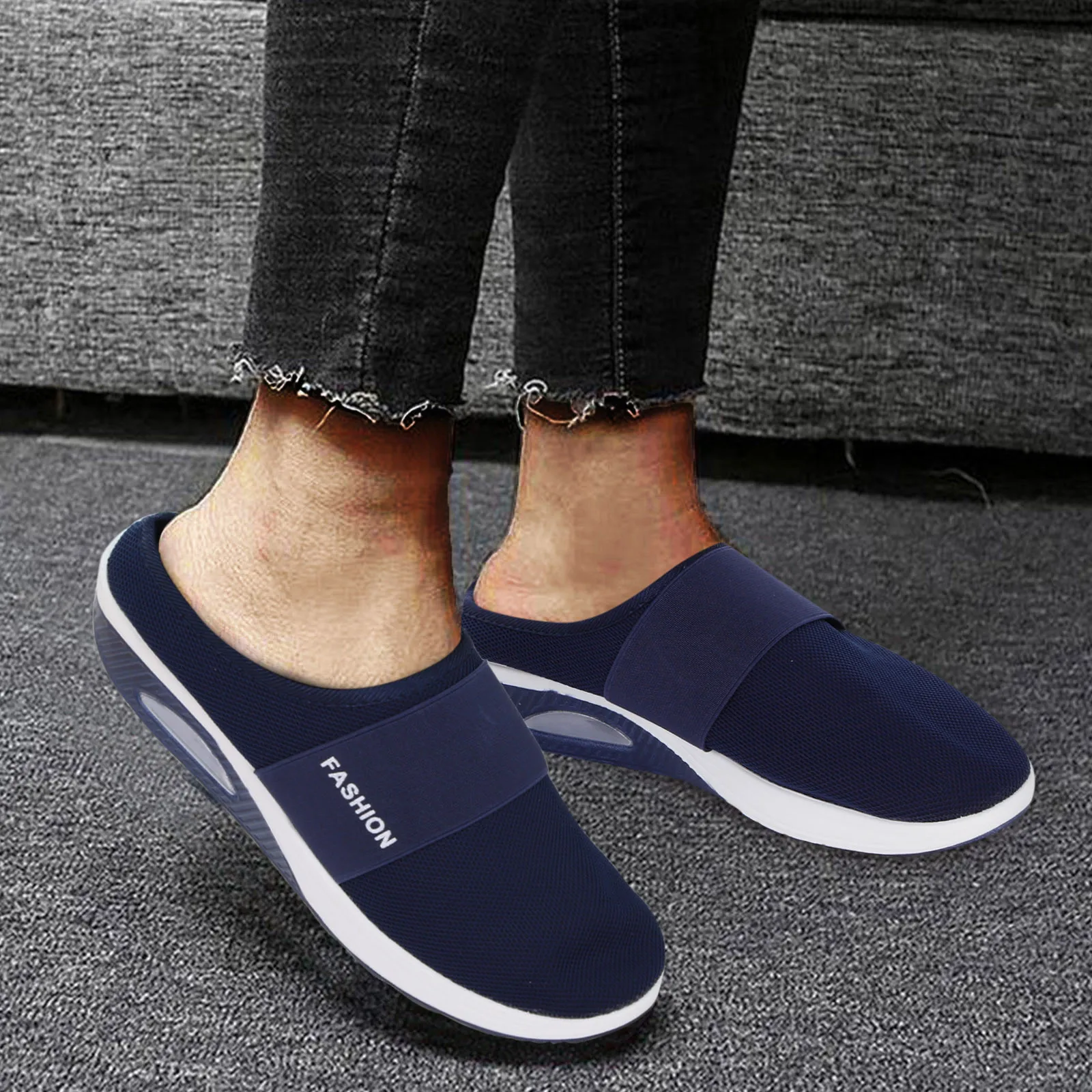 Poduszka powietrzna Slip-On damskie buty do chodzenia ortopedyczne cukrzycki damskie platformy muły siatkowe lekkie kapcie klinowe damskie tenisówki