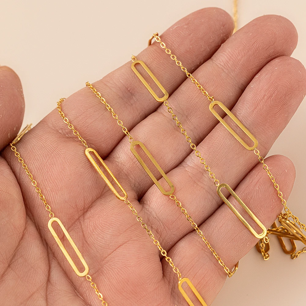 

1Meter Stainless Steel No Fade Square Frame Link Chains For DIY Necklace Bracelet Holiday Jewelry Making Supplies Findings