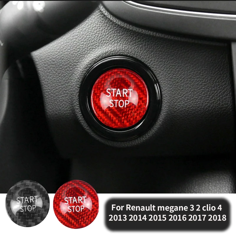 

For Renault megane 3 2 clio 4 2013 2014 2015 2016 2017 2018 Car Real Carbon Fiber Sticker Captur Engine Start Stop Button Cover