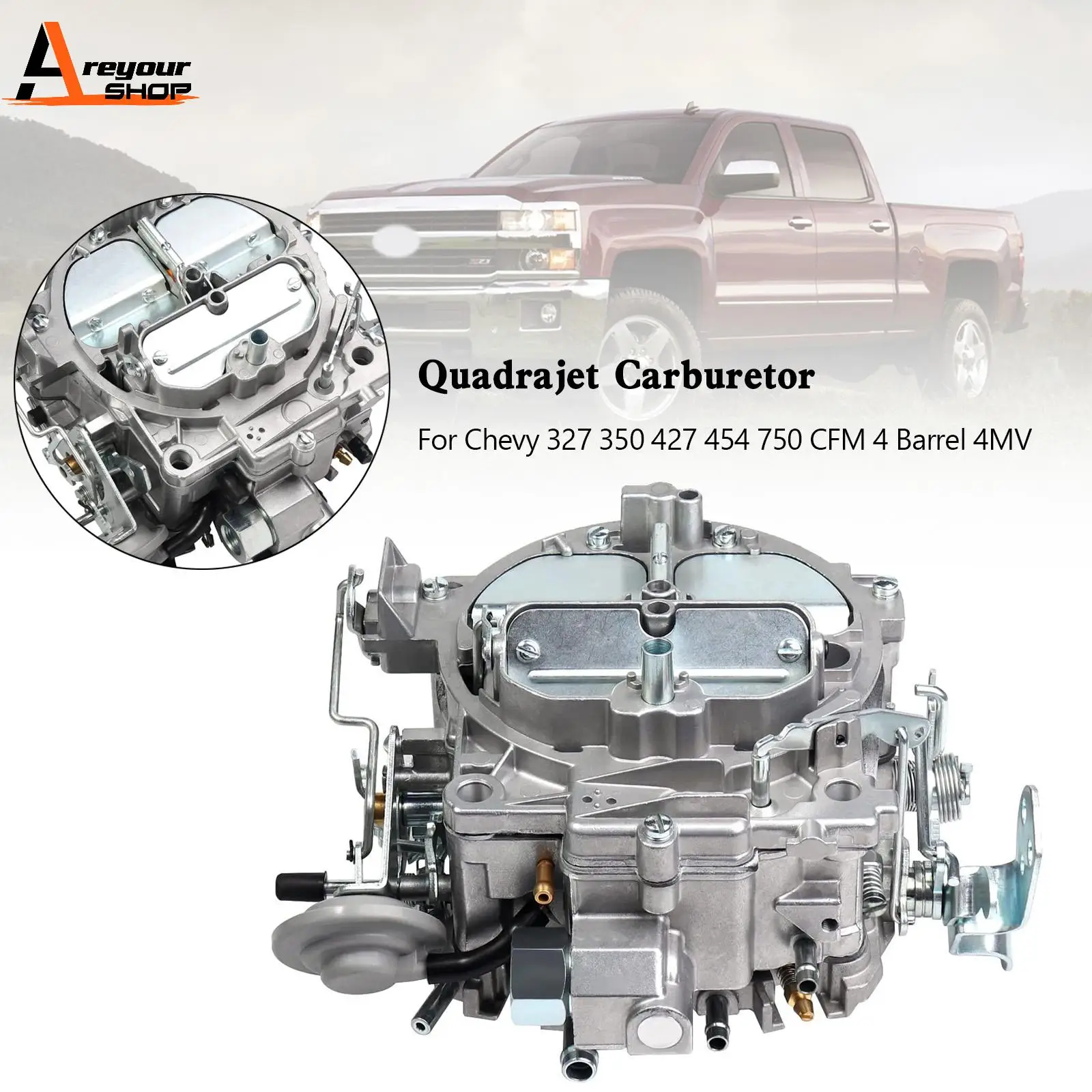 Areyourshop Quadrajet Carburetor For Chevy 327 350 427 454 750 CFM 4 Barrel 4MV