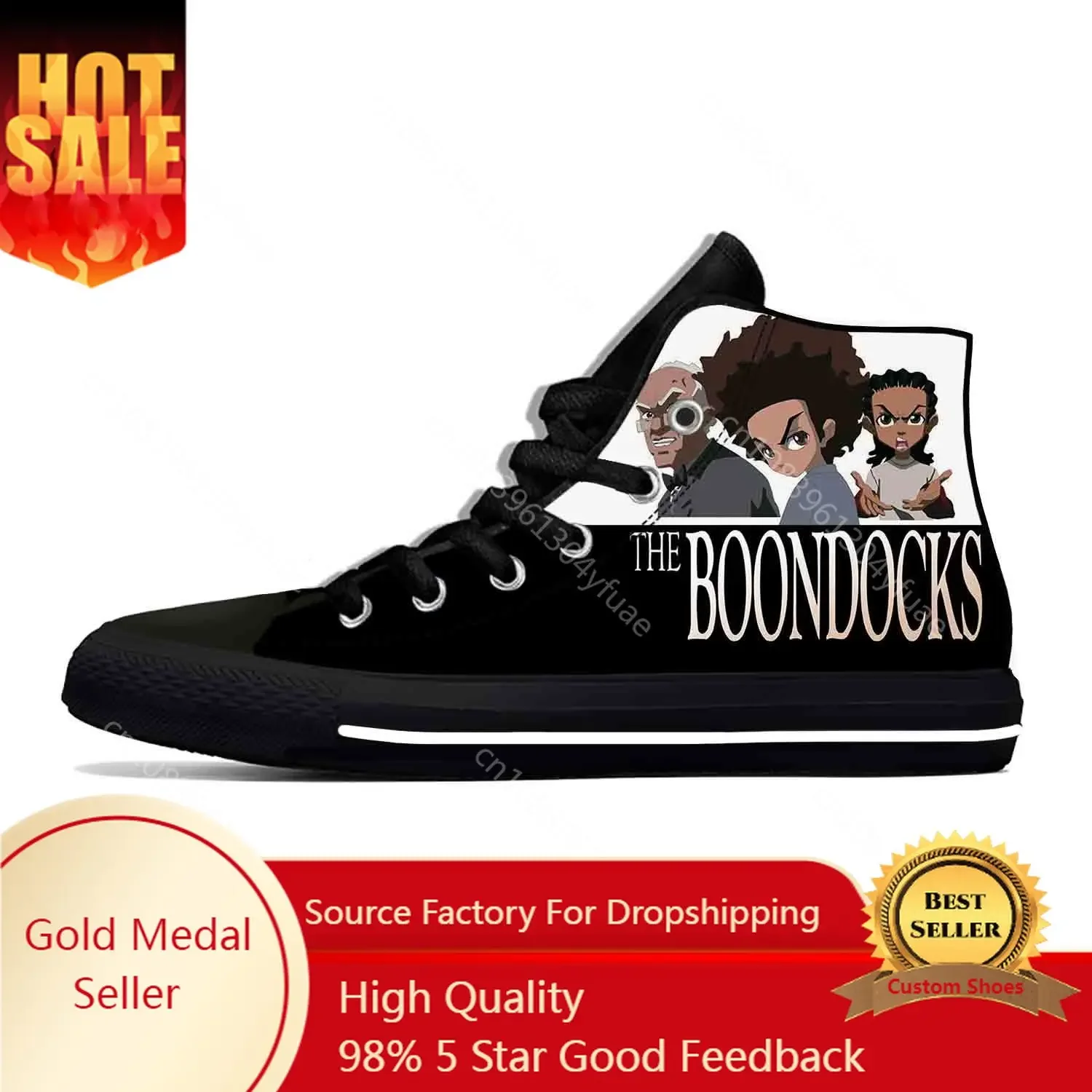 

Anime Manga Cartoon Boondocks Huey Riley Freeman Hot Casual Shoes High Top Lightweight Board Shoes Breathable Men Women Sneakers