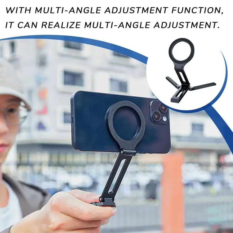 

Magnetic Desktop Phone Tripod Folding Aluminum Alloy Multifunctional Stand Mount Convenient Storage Bracket Cell Phone
