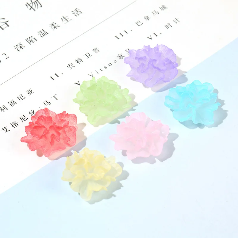 10Pcs Frosted Colorful Flower Flatback Resin Cabochon For Hair Bows Center DIY Craft Scrapbooking For Phone Case Decoration