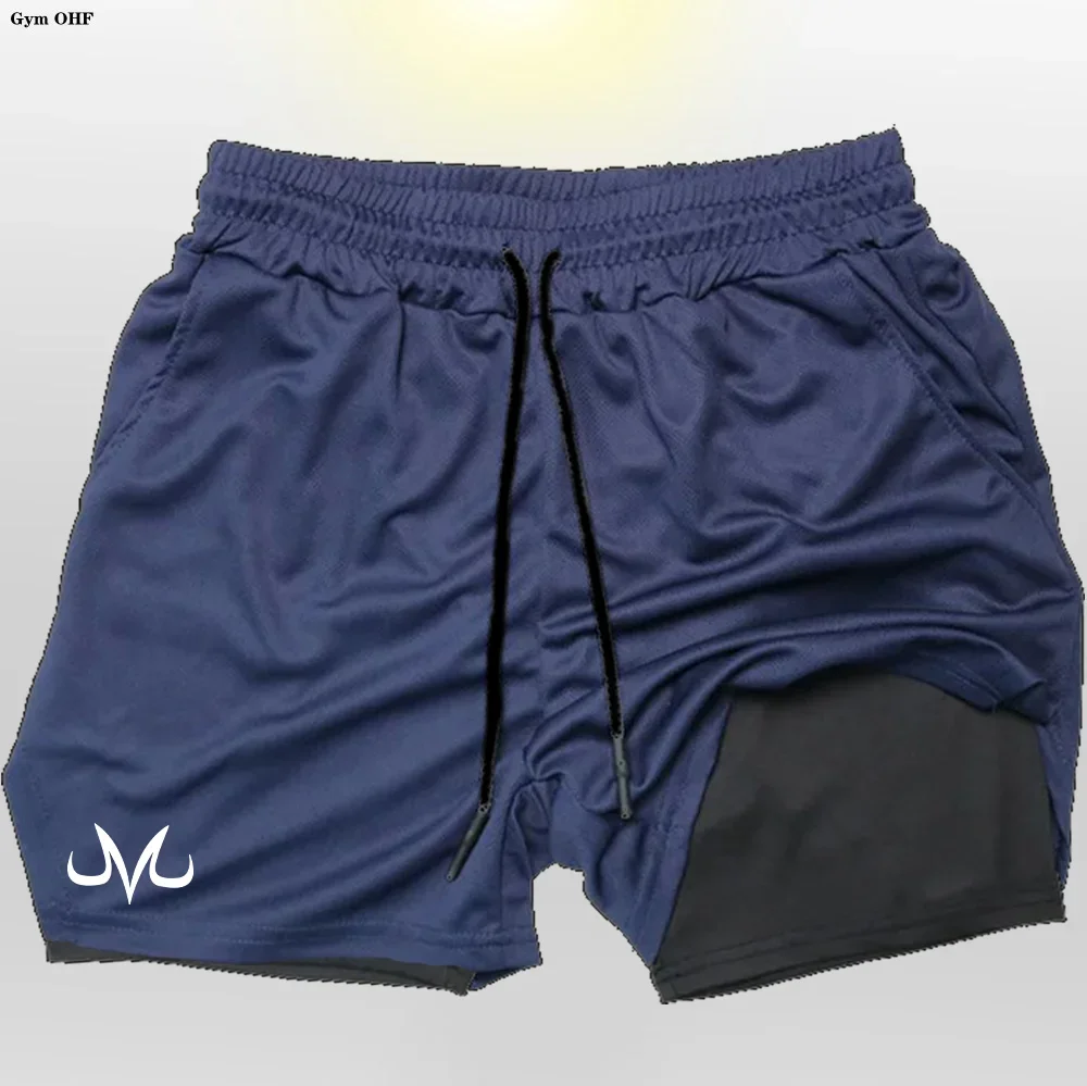 Anime Z-Shorts de sport College pour hommes, pantalons courts de sport 2 en 1, entraînement, course à pied, fitness, décontracté, maille