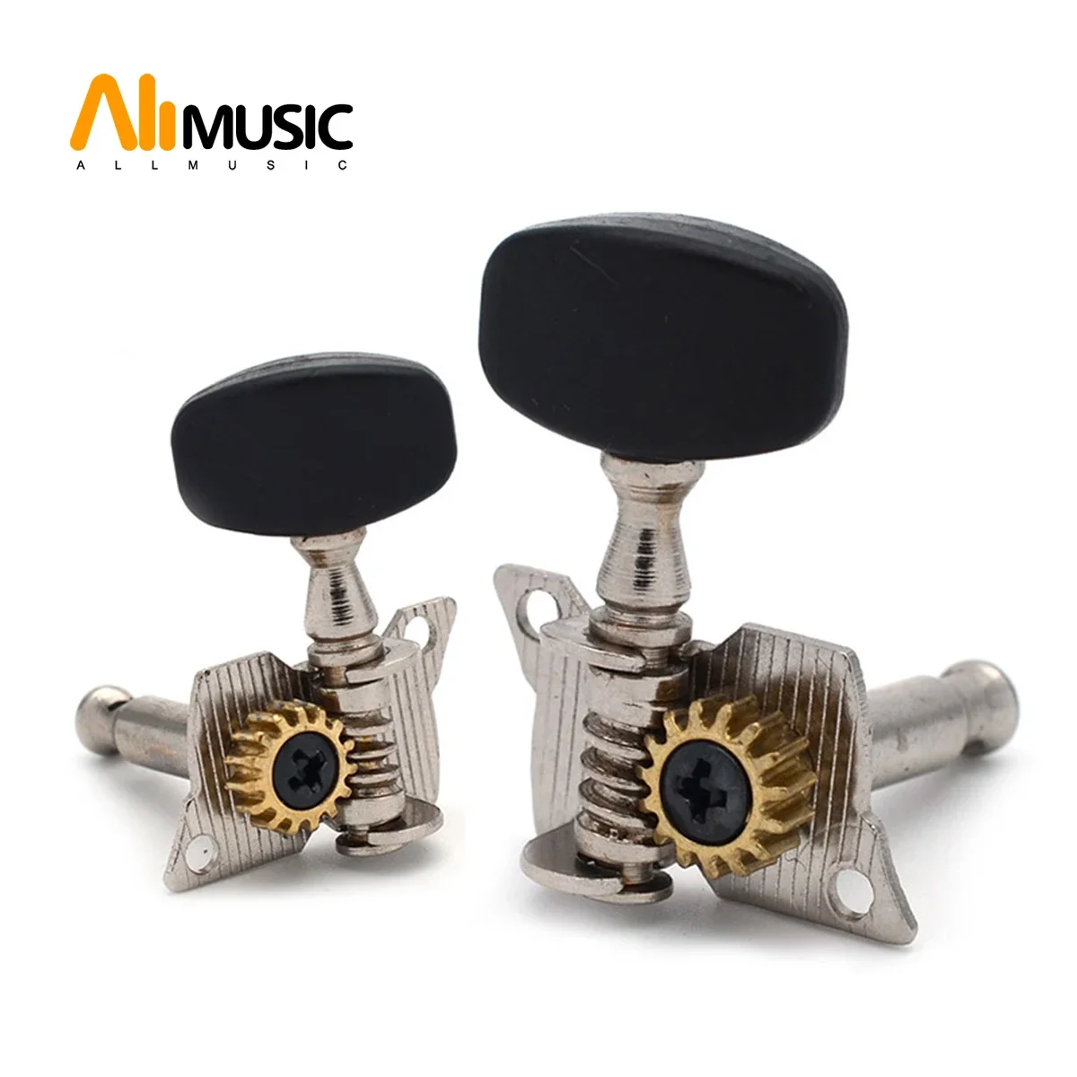 Ukulele Guitar Accessories Tuning Pegs Tuners Nickel-Plated Machine Head Black Knob