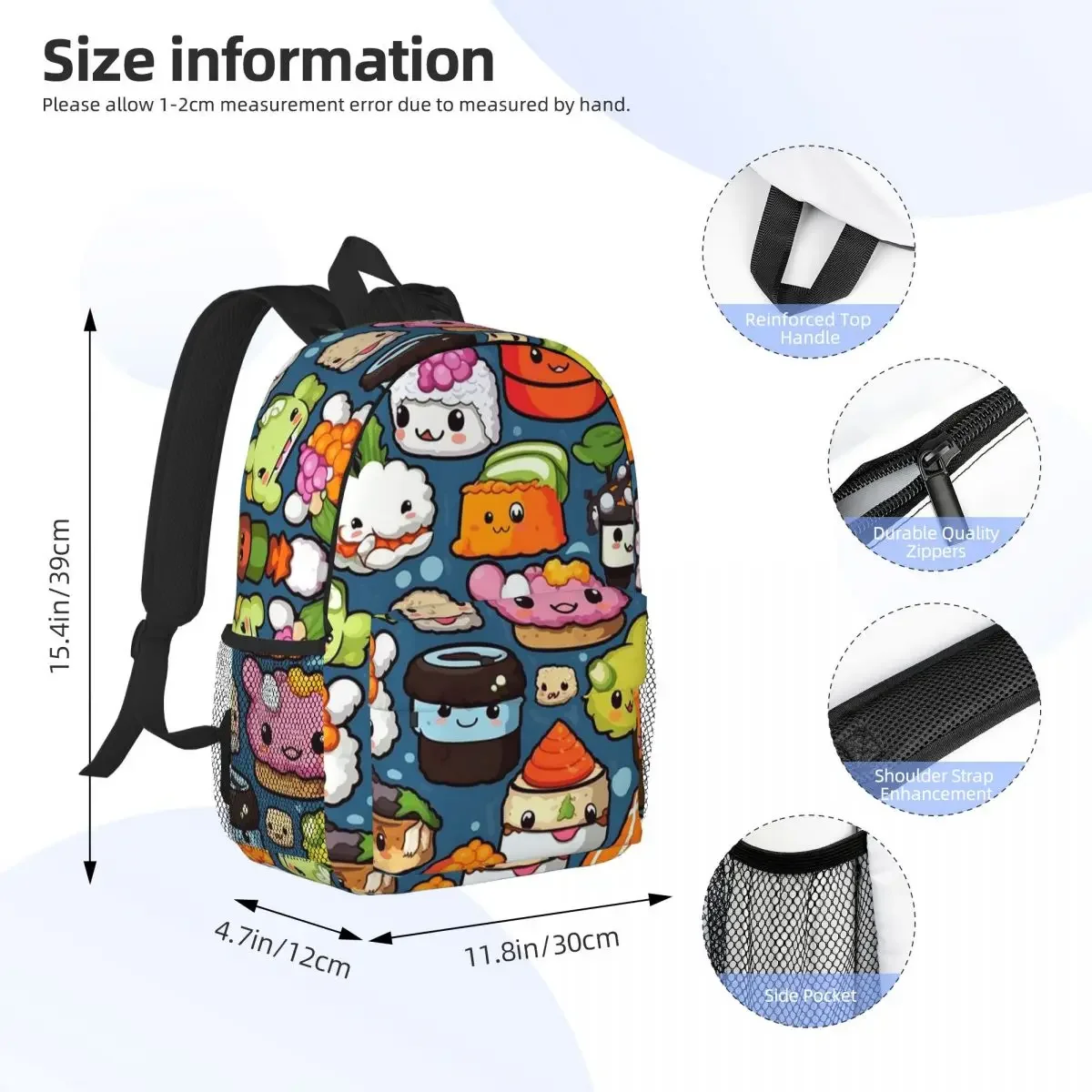 Sacs à dos Sushi Monsters pour adolescents, cartable décontracté pour enfants, sacs d'école, sac à dos de voyage, sac initié, grande capacité