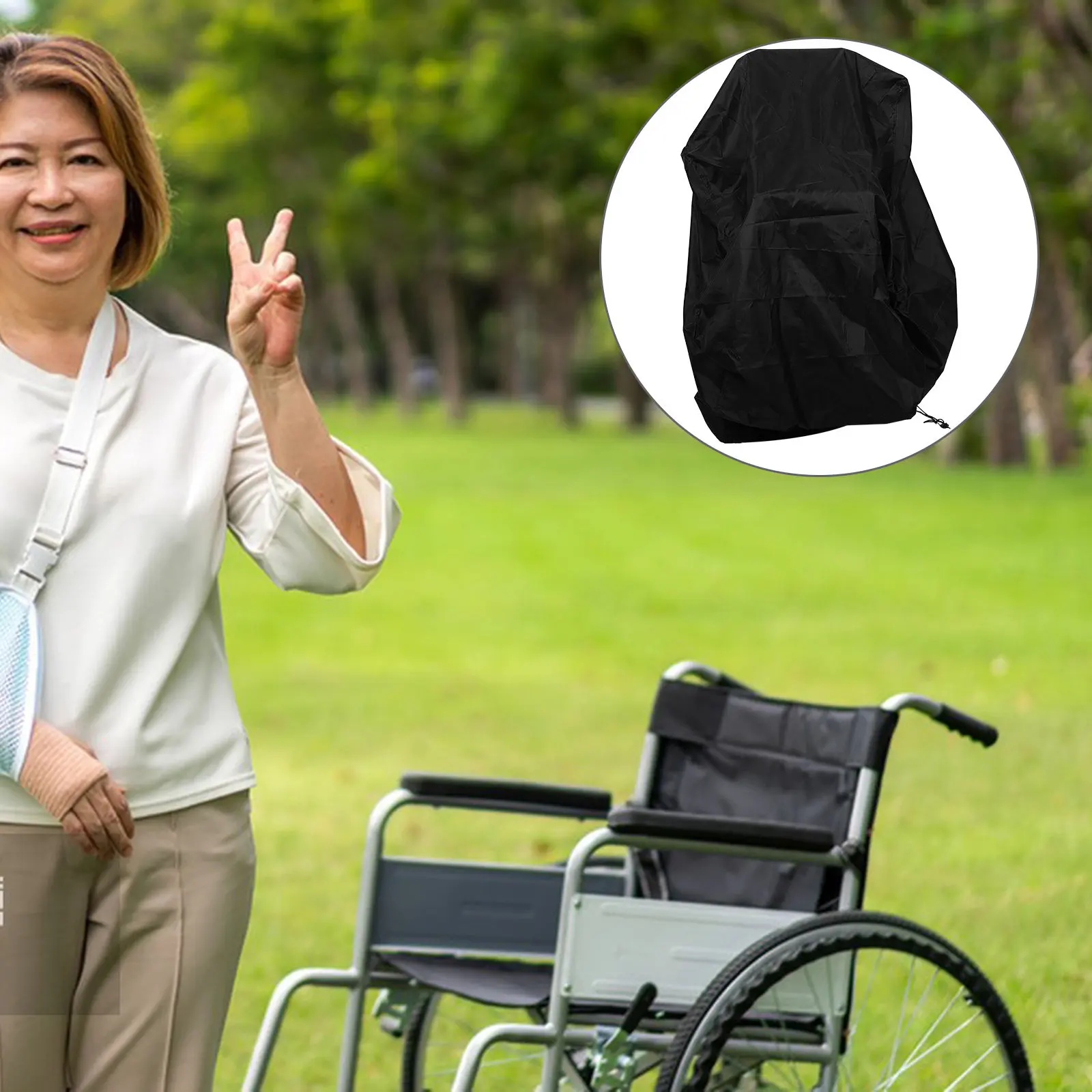 

Wheelchair Cover Polyester Waterproof Dustproof Sunproof Protective Sleeve Suitable for Most Wheelchairs Elderly Scooter