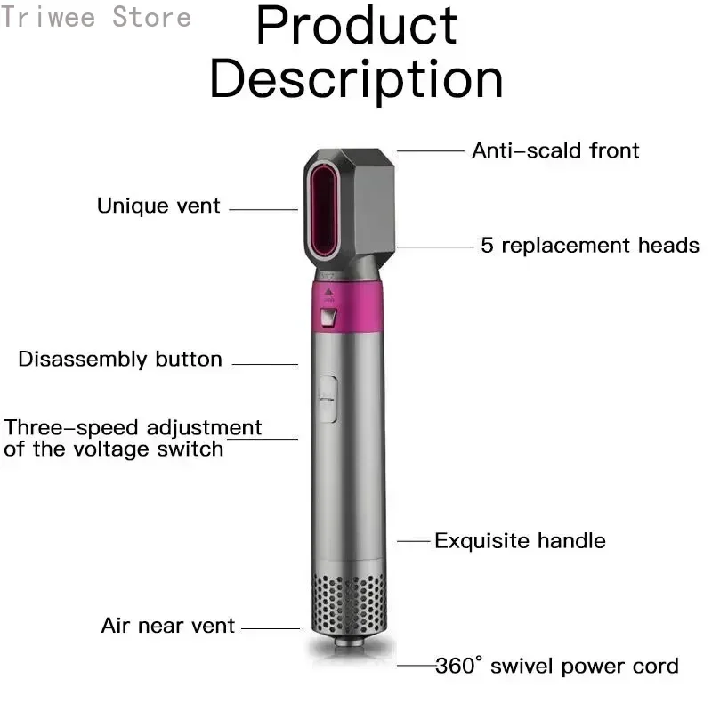 Hair Dryer Multi-functional Hair Styler 5 in 1 Curling Iron HairStraightener with HairBrush HairDryer HairDryer Girl Gift