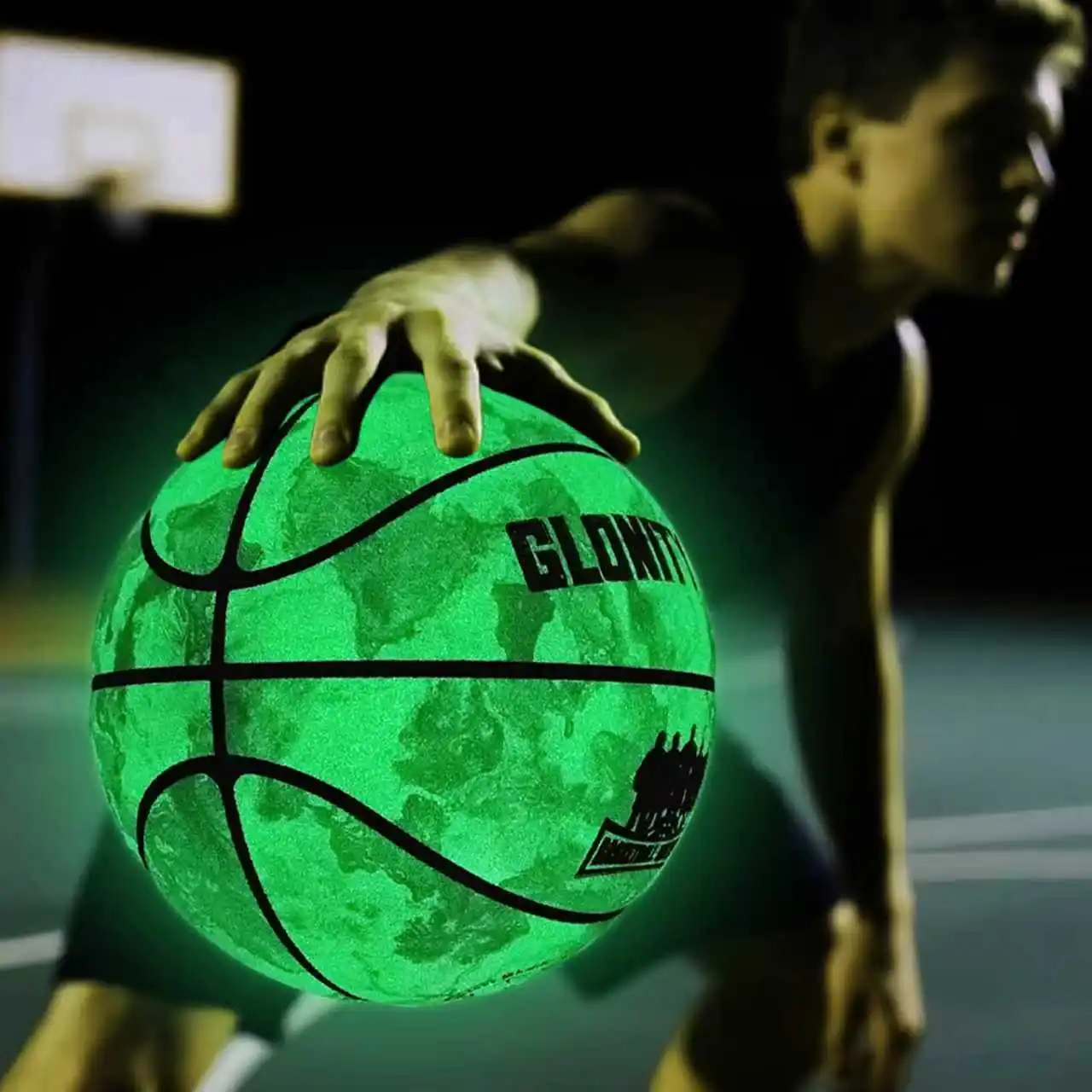 

Glowing Green BasketBall For Men Women,Official Size 5/6/7 Soft Composite Leather In&Outdoor Street Luminous Ball Night Use Game