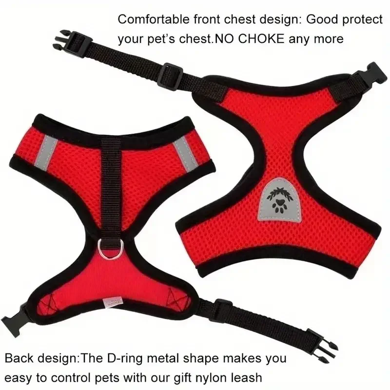 Dog Harnesses Leash, Mesh Cloth Pet Collars, Puppy Breathable Reflective Lead Dog Rope, Adjustable Pet Supplies