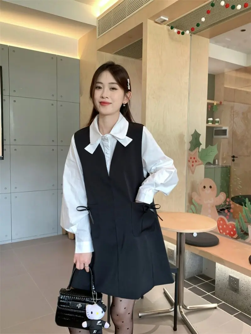 

Elegant Shirt Vest Dress Set Women's Spring 2026 New Sweet Small Size A-Line Short Skirt Knot Fashionable Outfit