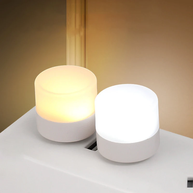 1/2pcs Bedside Lamp USB Plug Lamp Night Light Applicable for Computer Mobile Power Small Round Light LED Eye Protection Light