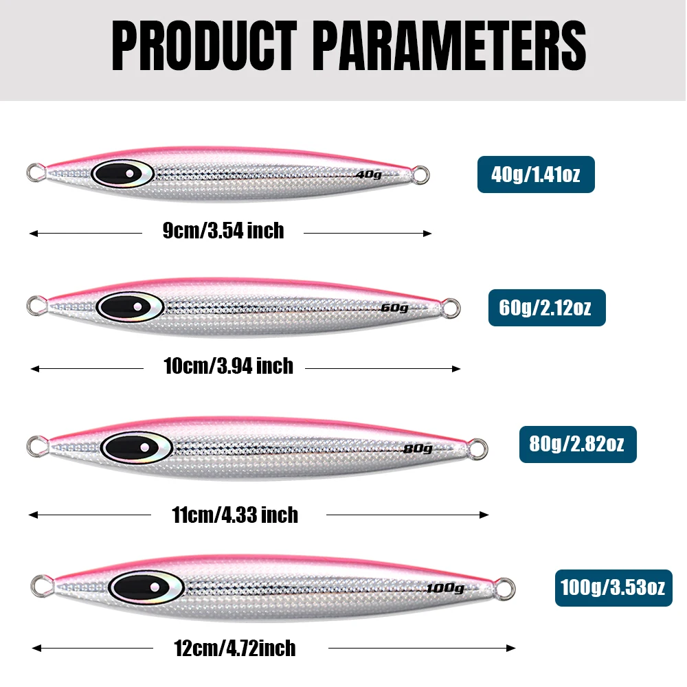 JIGGING PRO Metal Jig Fishing Lures  40g 60g 80g 100g Slow Wobble Sinking Jigging Lure Sea Fishing Lure Artificial Bait view 2