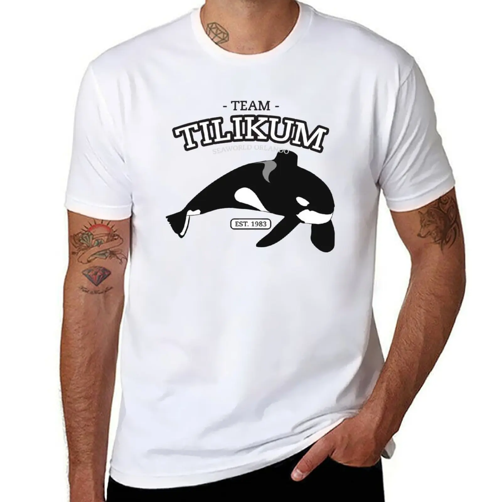 Team Shamu-Camiseta Tilikum, camiseta lisa de algodón negro para hombre, camiseta lisa para hombre