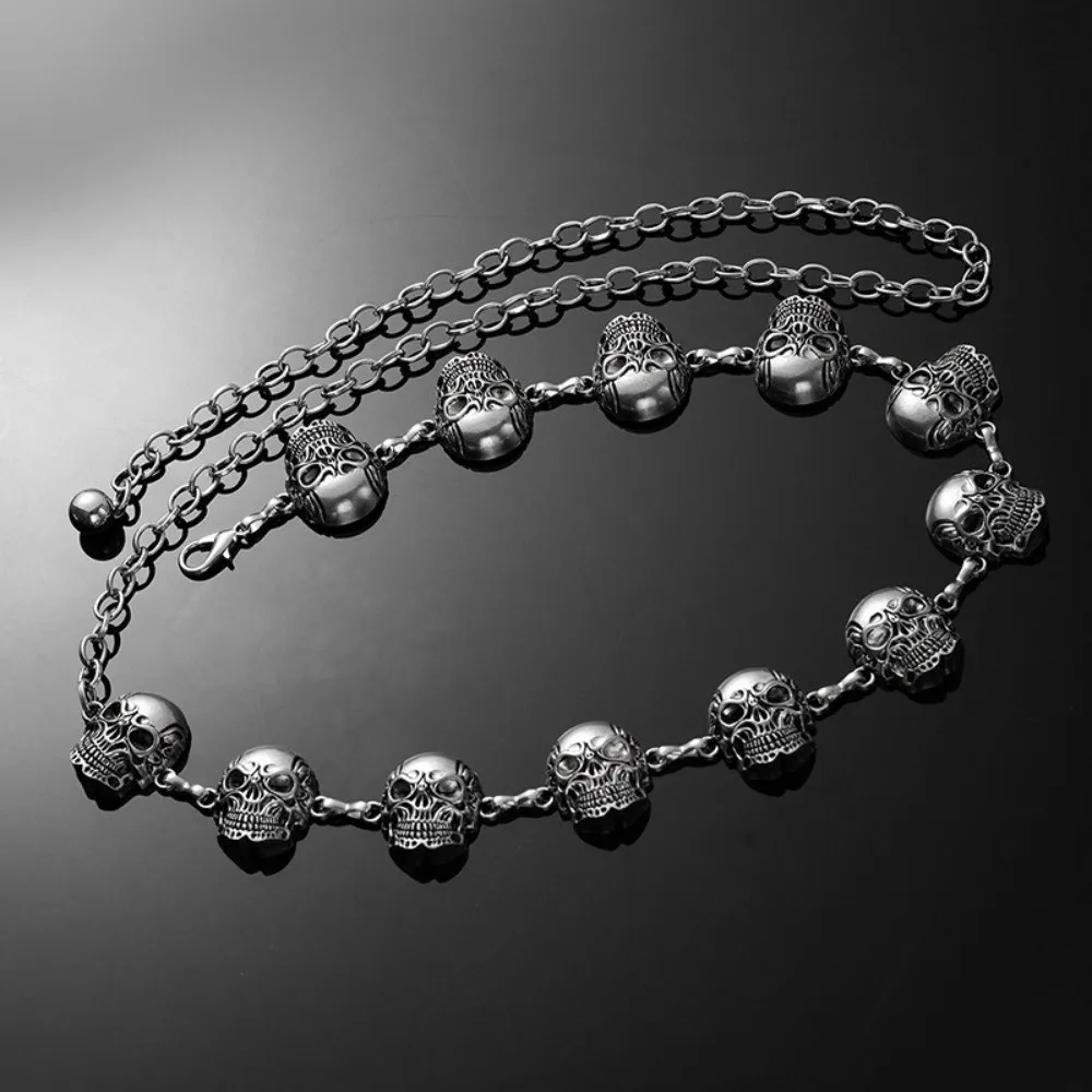 

Luxury Silver Skull Waist Chain Y2K Adjustable Body Chain Jewelry Accessory Punk Waistband Sweater Decoration