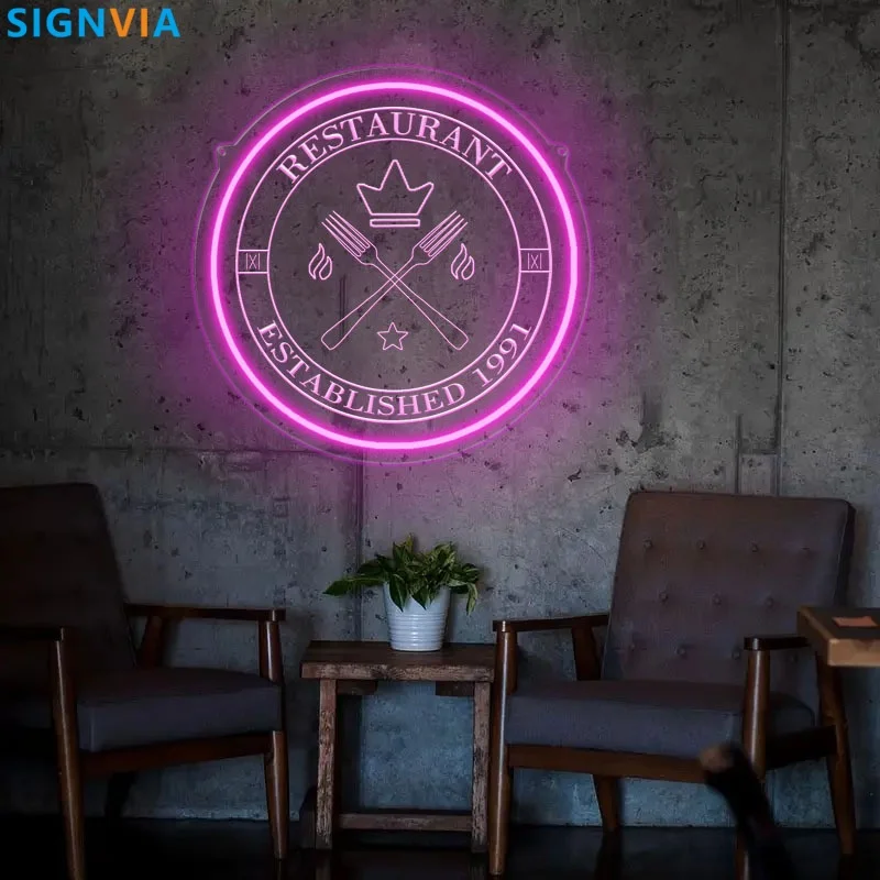 Customizable Restaurant Neon Sign - USB Powered Wall Decor Light for Indoor Atmosphere Night Lighting and Special Occasion Gifts