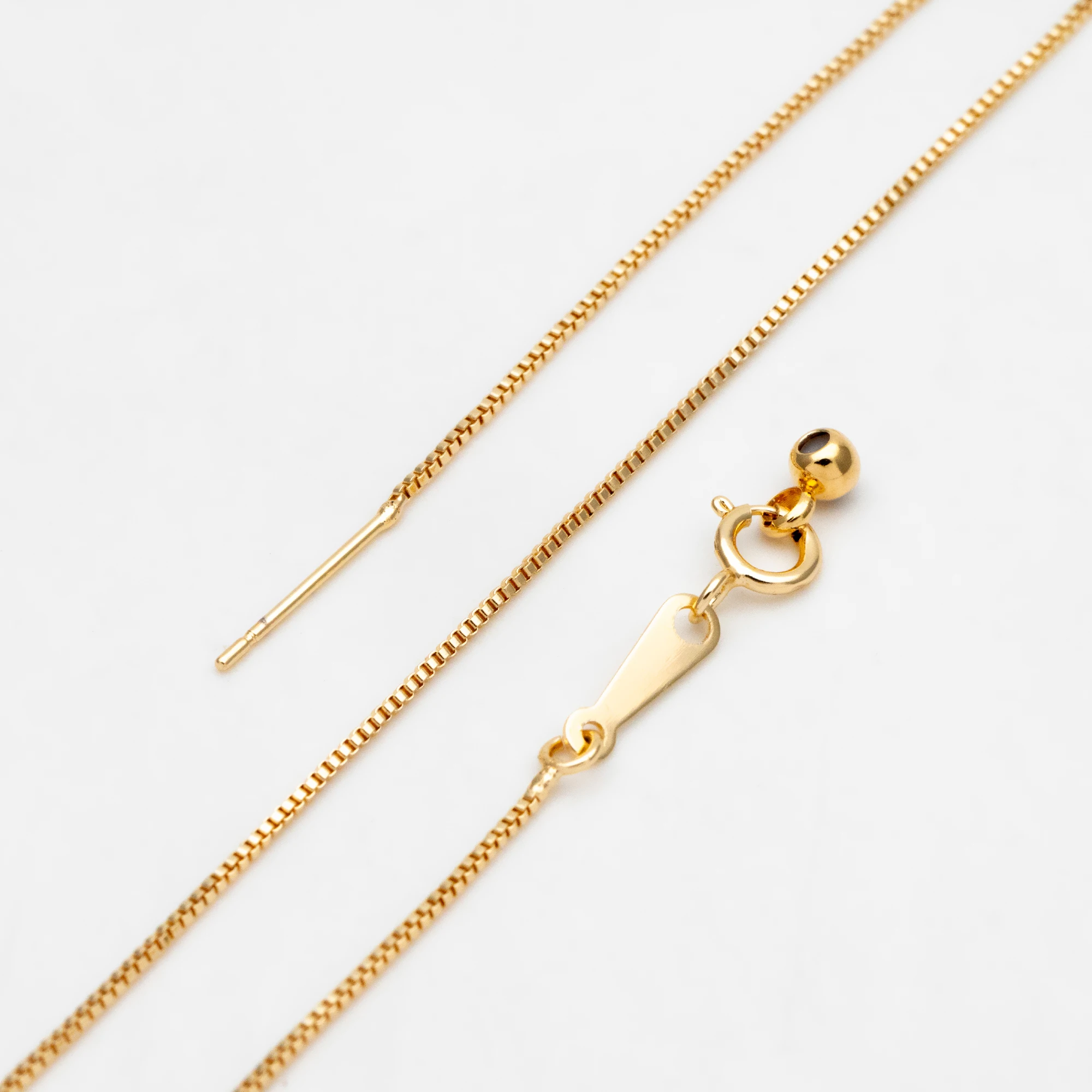 Box Chain Adjustable Necklace 0.9mm, Gold Plated Brass Finished Dainty Necklace, 20 Inch Ready to Wear (#LK-586)