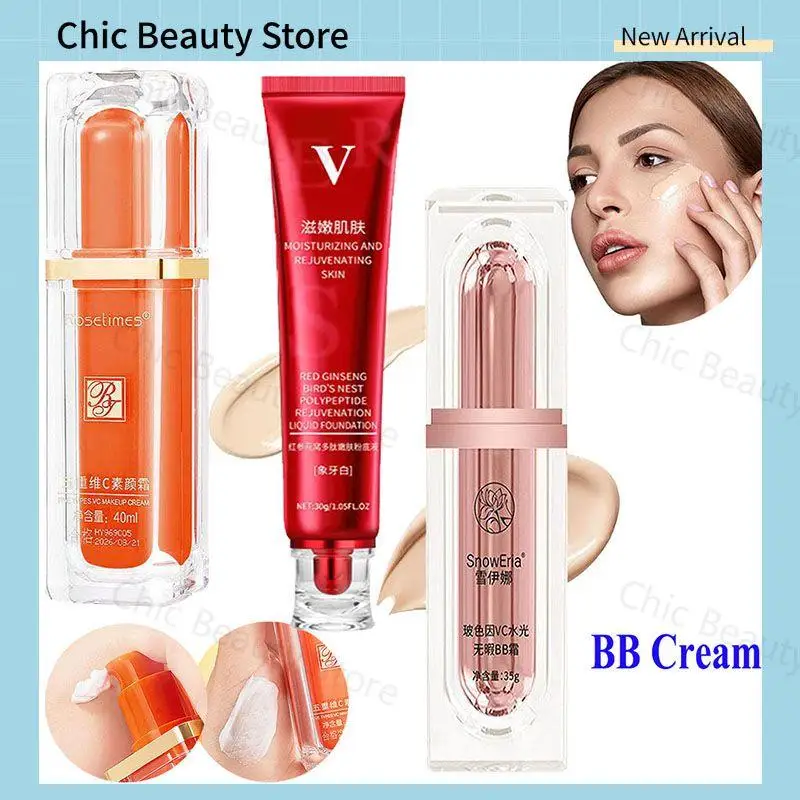 VC BB Cream Foundation Makeup Moist Waterproof Face Base Perfect Cover Korea Cosmetics Vitamin C Tone Up Cream 30g/35g/40ml