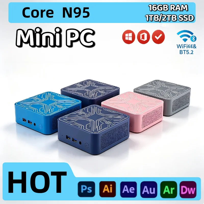 Intel N95 Mini Computer 16GB DDR4 2TB NVMe SSD Triple 4K Output WiFi6 BT5.2 High Performance Office Home Pro Max