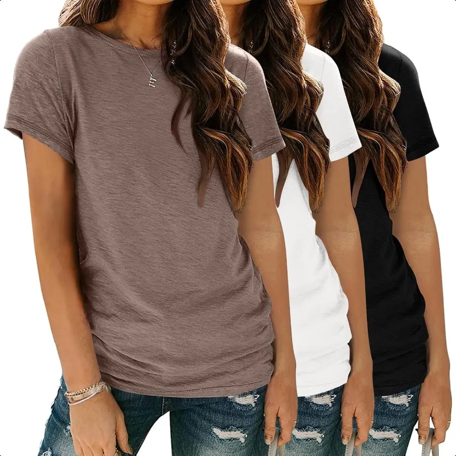 

Womens 3 Pack T Shirts Basic Short Sleeve Tees Crewneck Fashion Tops Loose