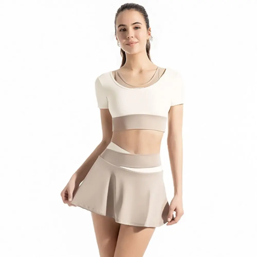 

Cross-waist Women's Tennis Skirts Soft Stretchy Breathable Sport Golf Skirt Quick Dry Color Blocking Women Dress Tennis