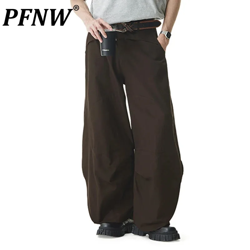 

PFNW Wide Leg Loose Fiting Men's Trendy Pants Niche Design Personalized Male Clothing 2024 Summer Handsome Bottoms 28W3518