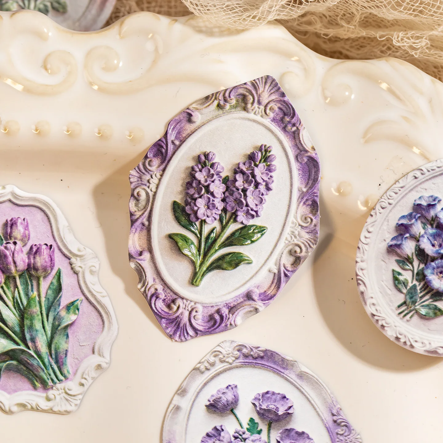 

4packs Kawaii Stationery Stickers Floating Stone Blossom Junk Journal Planner Decorative Sticker Scrapbooking