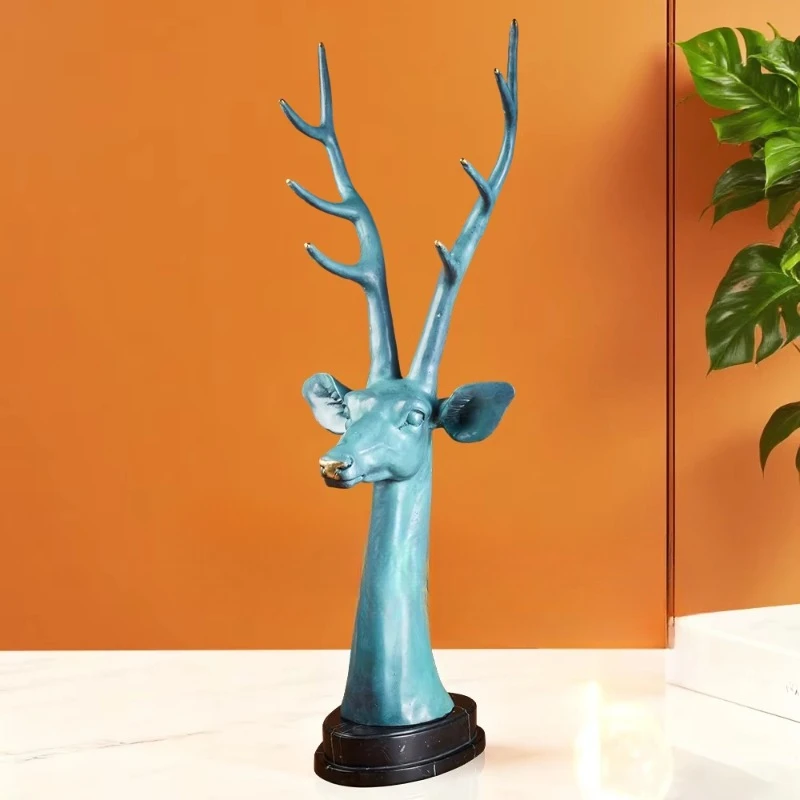

Lucky Bronze Deer Head Statue Wedding, Christmas Decorations, Home Party Tabletop Decorations Metal Crafts