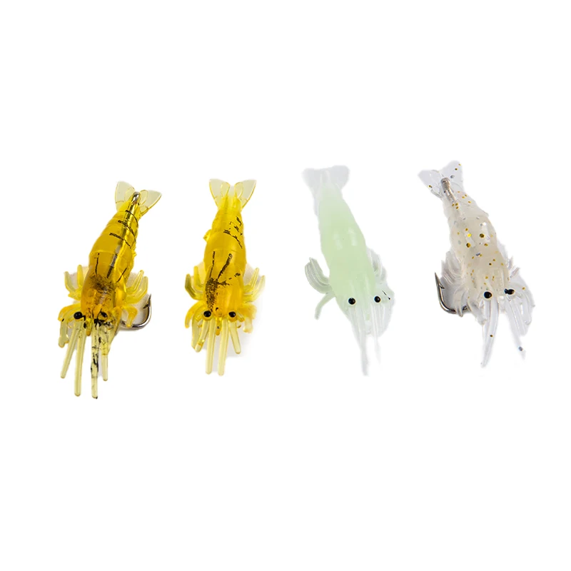 10 Pcs 4cm Soft Bait Simulation Shrimp With Hook Fish Smell Luminous Artificial Shrimp Fishing Lure Accessories