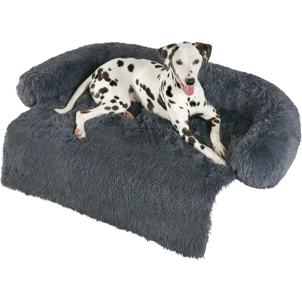 

Large Dog Anti-Anxiety Bed - 41x37x6, Washable, Non-Slip, Plush & Grey