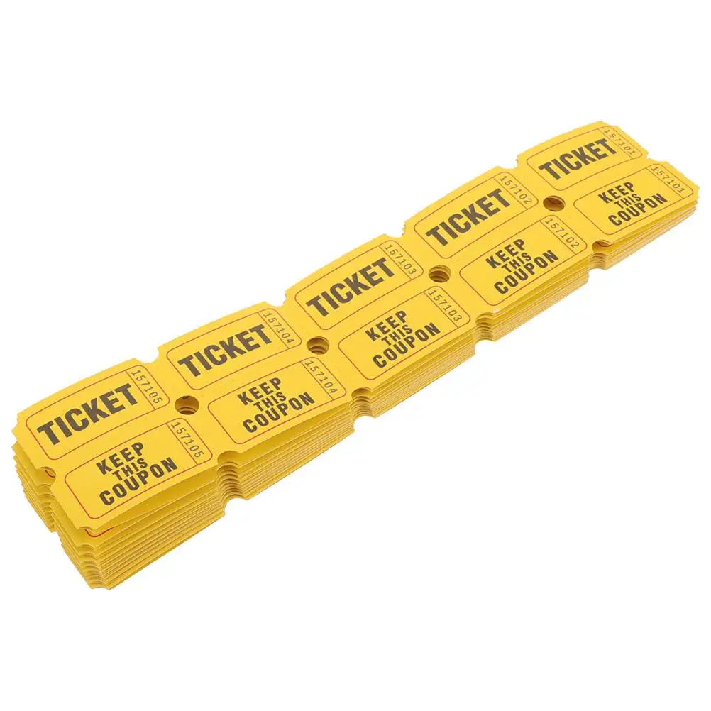 200Pcs Raffle Tickets Event Labels Celebration Party Supplies Numbered Yellow Paper Tickets for Various Activities