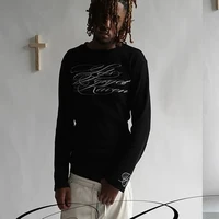 Camiseta de manga larga con estampado Retro oscuro americano Y2K, traje gótico de moda de calle alta, Top para ropa informal