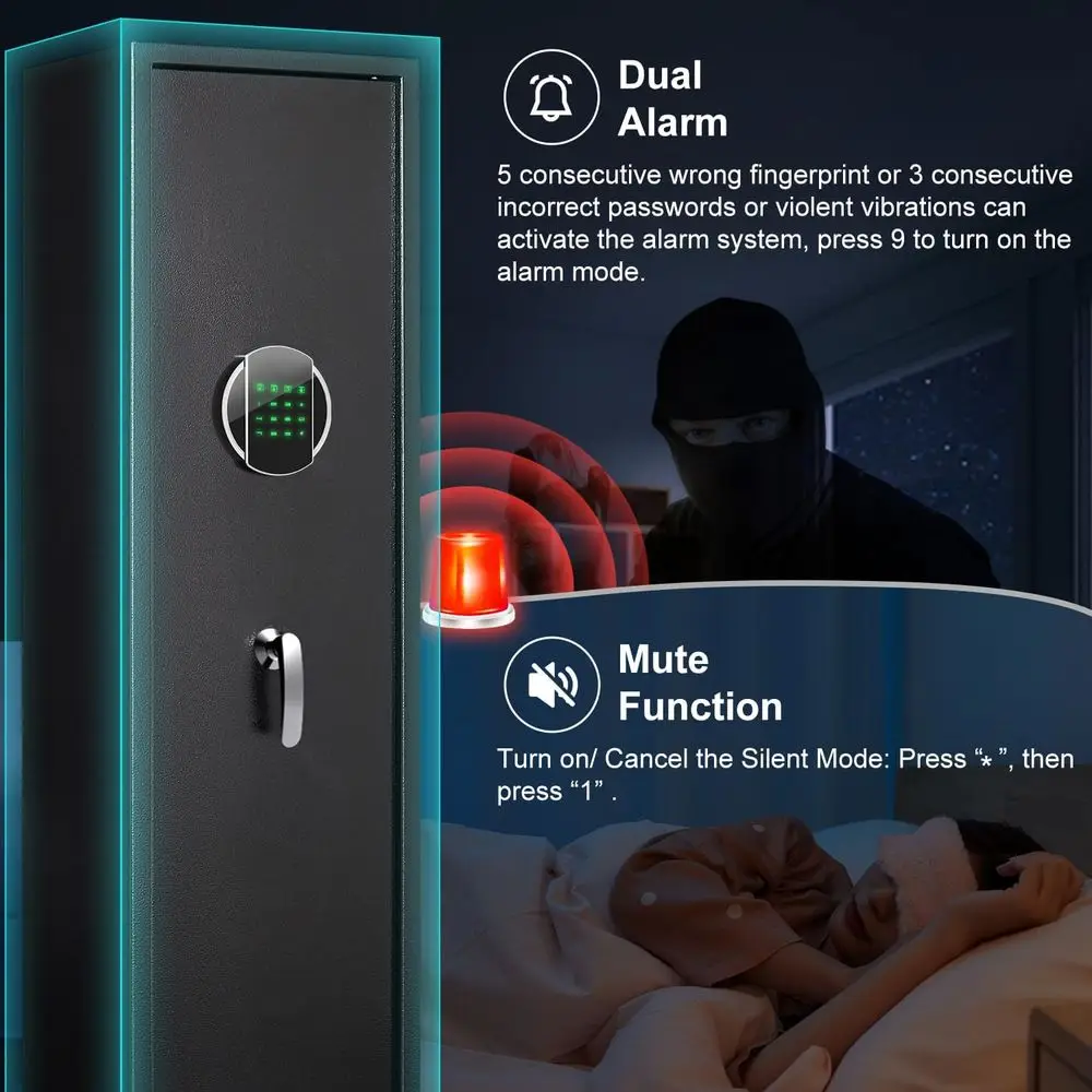 Secure Storage Cabinets for Firearms: Fast Access Electronic Locks with LED Lights, Removable Shelves and Multiple Handgun Compa