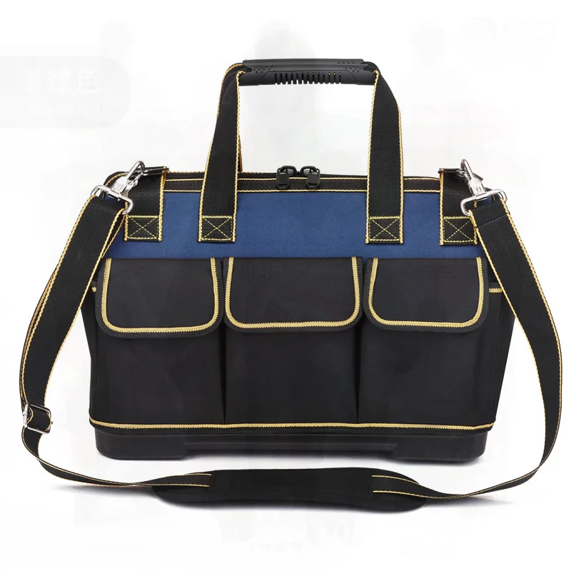 オックスフォード布製多機能ツールキットセット-プラスチック底ツールボックス-電気技師-家事用ハードウェア収納バッグ-シングルショルダー