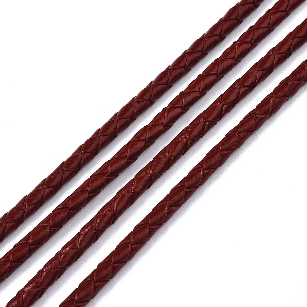 1 Roll Braided Cowhide Leather Cord with Cotton Inner, Multiple Sizes 3mm 4mm 5mm 6mm for Bracelet Necklace Jewelry Making