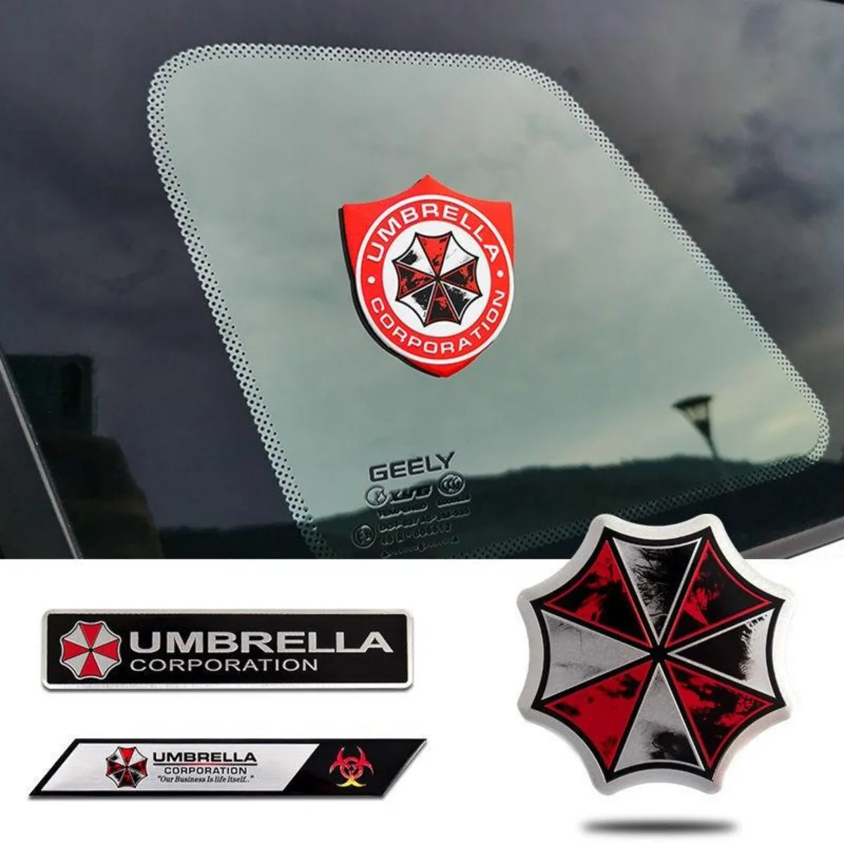 Aluminum Alloy Car Stickers for Umbrella Residents Badge Body Bumper Windows Trunk Decals Motorbike Motorcycle Metal 3D Sticker