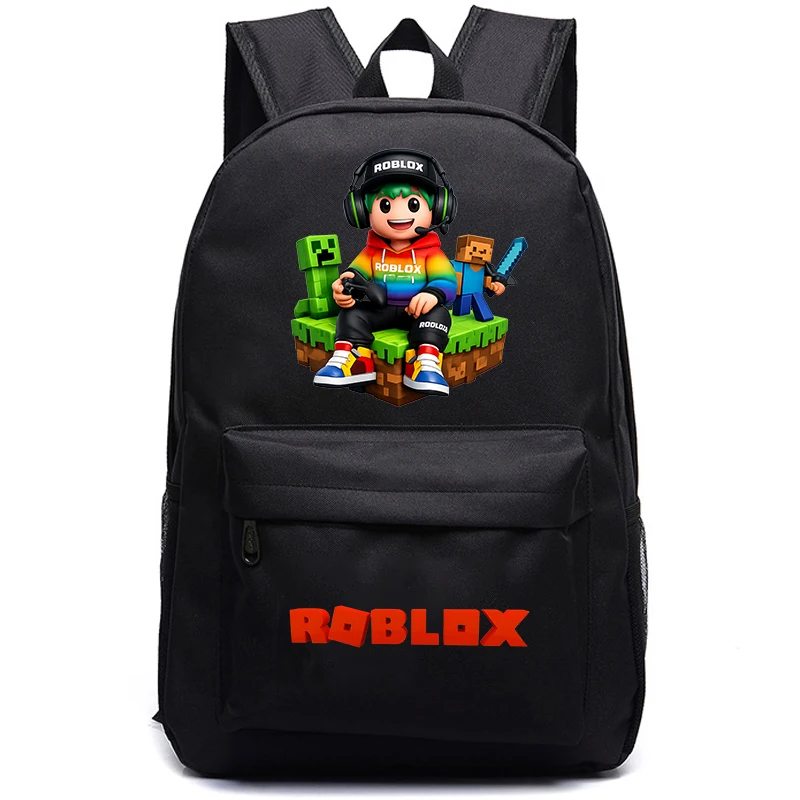 

Roblox Game Print School Backpack Black Casual Unisex Backpack for Boys and Girls Kids Student Daily Use Lightweight Durable